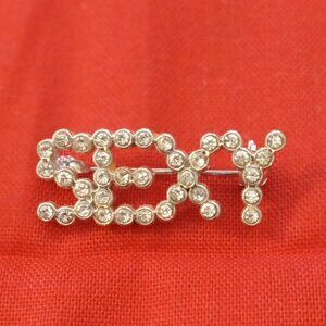 Vintage Rhinestone Letter Sexy Brooch Excellent condition like New